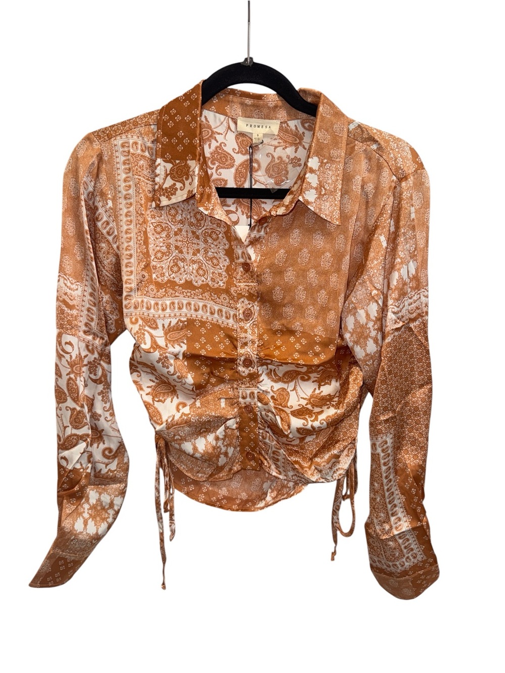 Promesa Rust and Cream Patchwork Paisley Button-Down Shirt